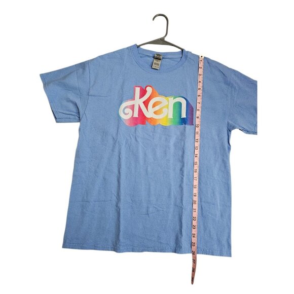 Gildan Unisex L Graphic T Shirt Blue Ken Rainbow Logo Retro Y2K Barbiecore - Picture 5 of 6